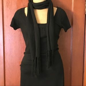COPY - Black sweater dress and scarf